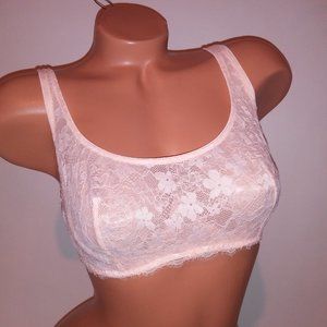 Victoria Secret Bra 32DD Push Up Without Padding Scoop Peach Allover Lace Underw